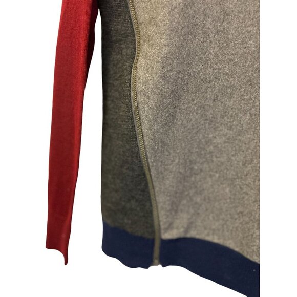 J.CREW Color-Block Crewneck with Zippers Gray Red Wool Blend Size XXSmall - Picture 9 of 10